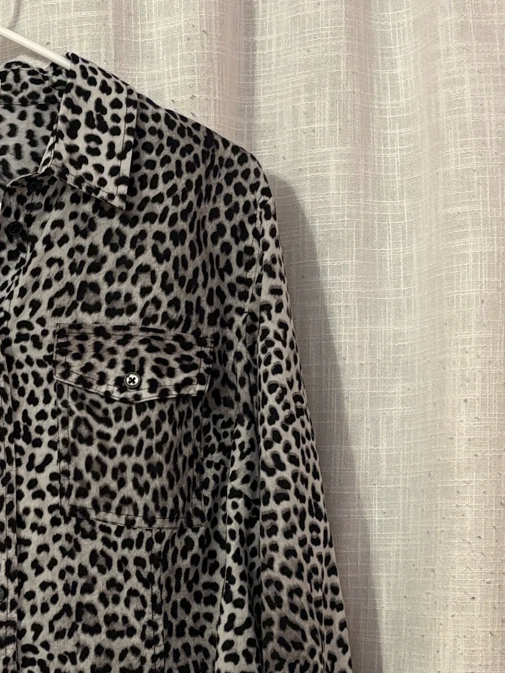 Michael Kors Gray & Black Animal Print Button Down Blouse